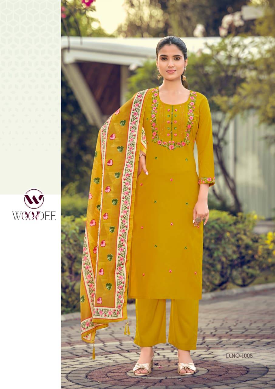 BAWREE By WOODEE 1001 to 1006 Series Designer Festive Suits Beautiful Fancy Stylish Colorful Party Wear & Occasional Wear Rayon Dress At Wholesale Price